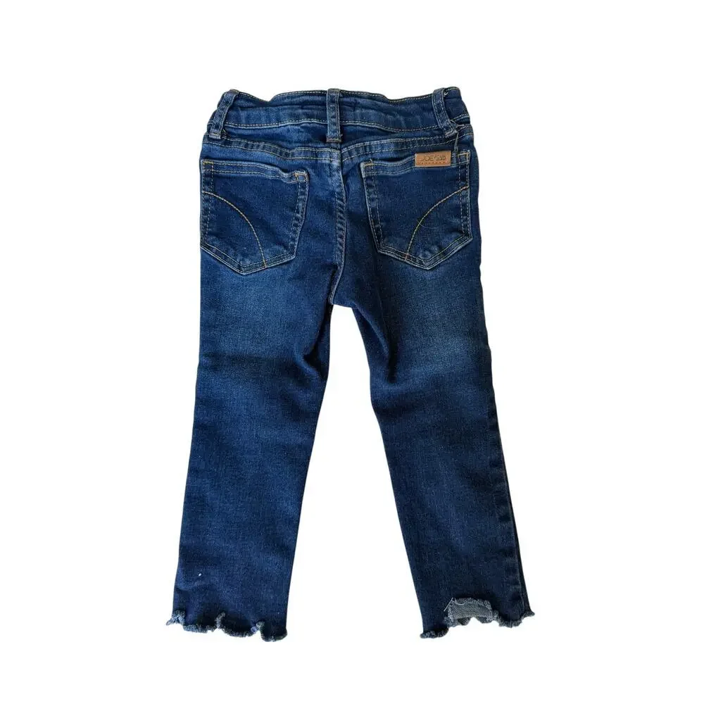 Joe's Baby Blue Dark Wash Distressed Raw Hem Stretch Slim Jeans Size 2T